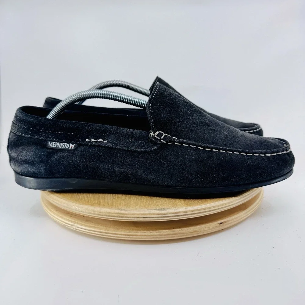 Mephisto Cool-Air Loafers Mens 9.5 Charcoal  Suede Moc Toe Comfort Driving Shoes